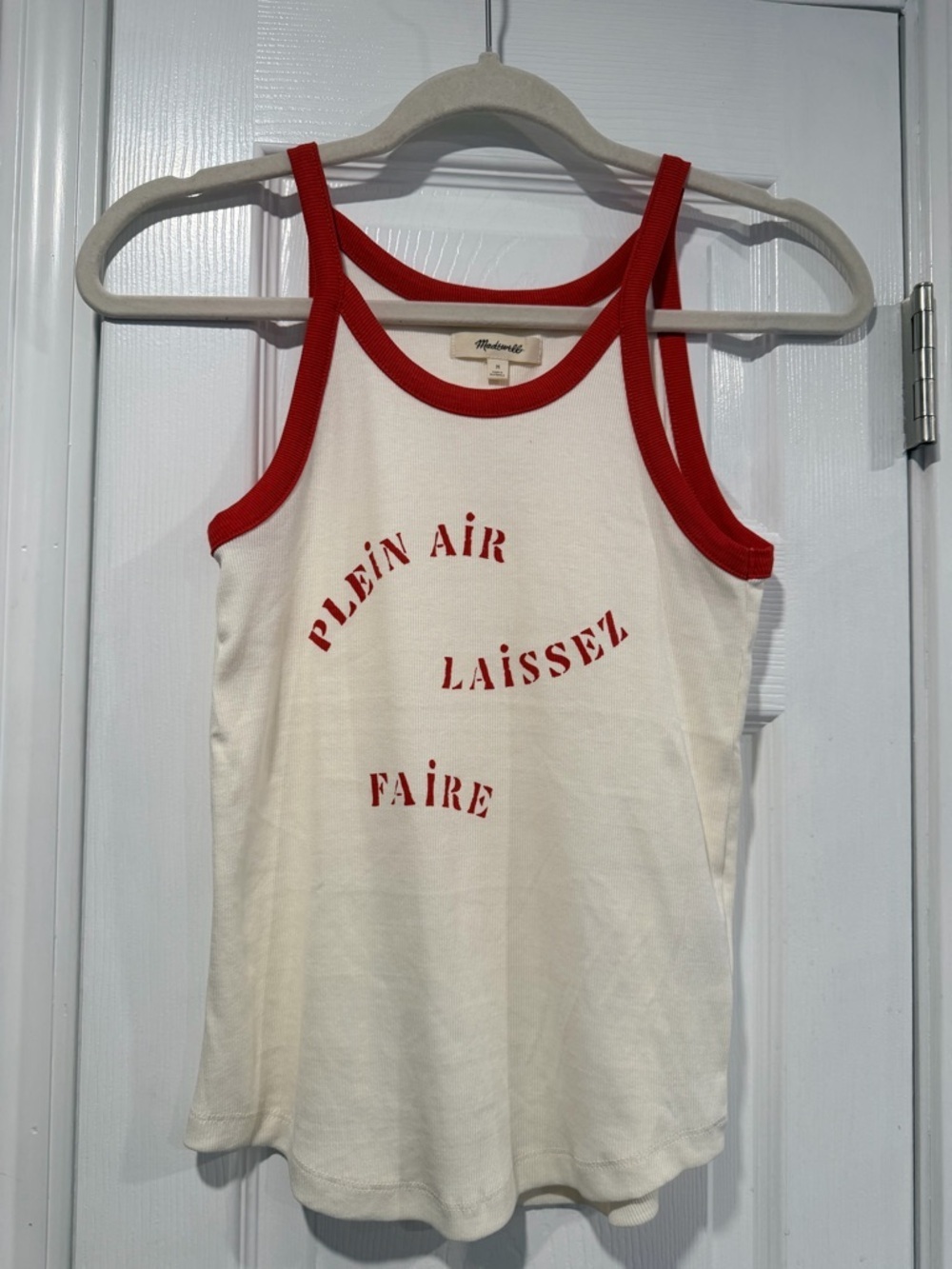 NWOT Madewell Size M Red Graphic Print Thin Strap Ribbed Racerback Tank Top